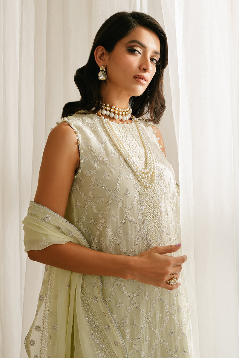 FOGGY DEWKIST-4PC CHIFFON EMBROIDERED SUIT || LUXE ATELIER-23 || CROSS STITCH in UK USA UAE online kapraye.com