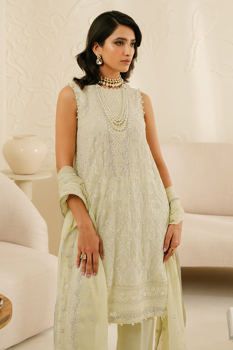 FOGGY DEWKIST-4PC CHIFFON EMBROIDERED SUIT || LUXE ATELIER-23 || CROSS STITCH in UK USA UAE online kapraye.com