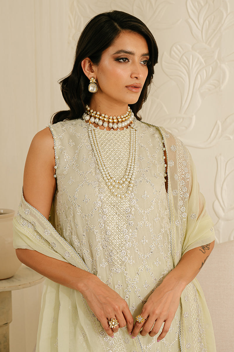 FOGGY DEWKIST-4PC CHIFFON EMBROIDERED SUIT || LUXE ATELIER-23 || CROSS STITCH in UK USA UAE online kapraye.com