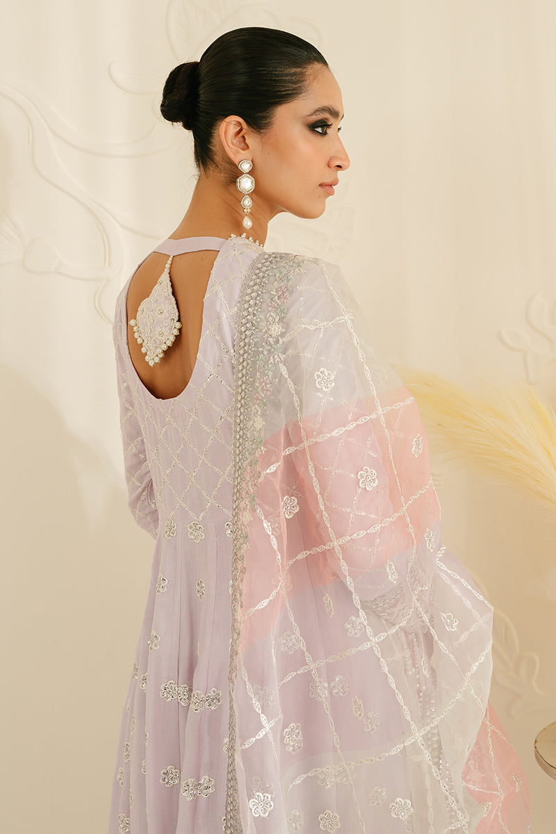 PASTEL MAUVE-3PC SILK EMBROIDERED SUIT || LUXE ATELIER-23 || CROSS STITCH in UK USA UAE online kapraye.com