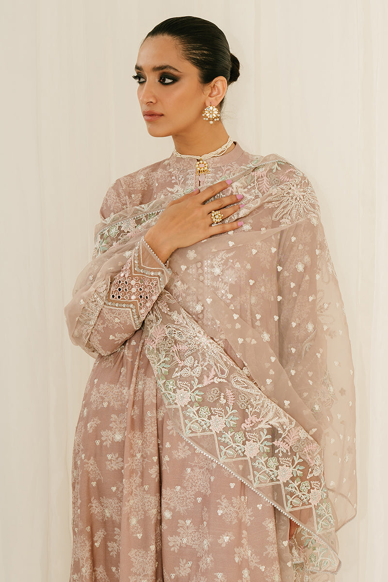 SOVRAN PINK-3PC SILK EMBROIDERED SUIT || LUXE ATELIER-23 || CROSS STITCH in UK USA UAE online kapraye.com