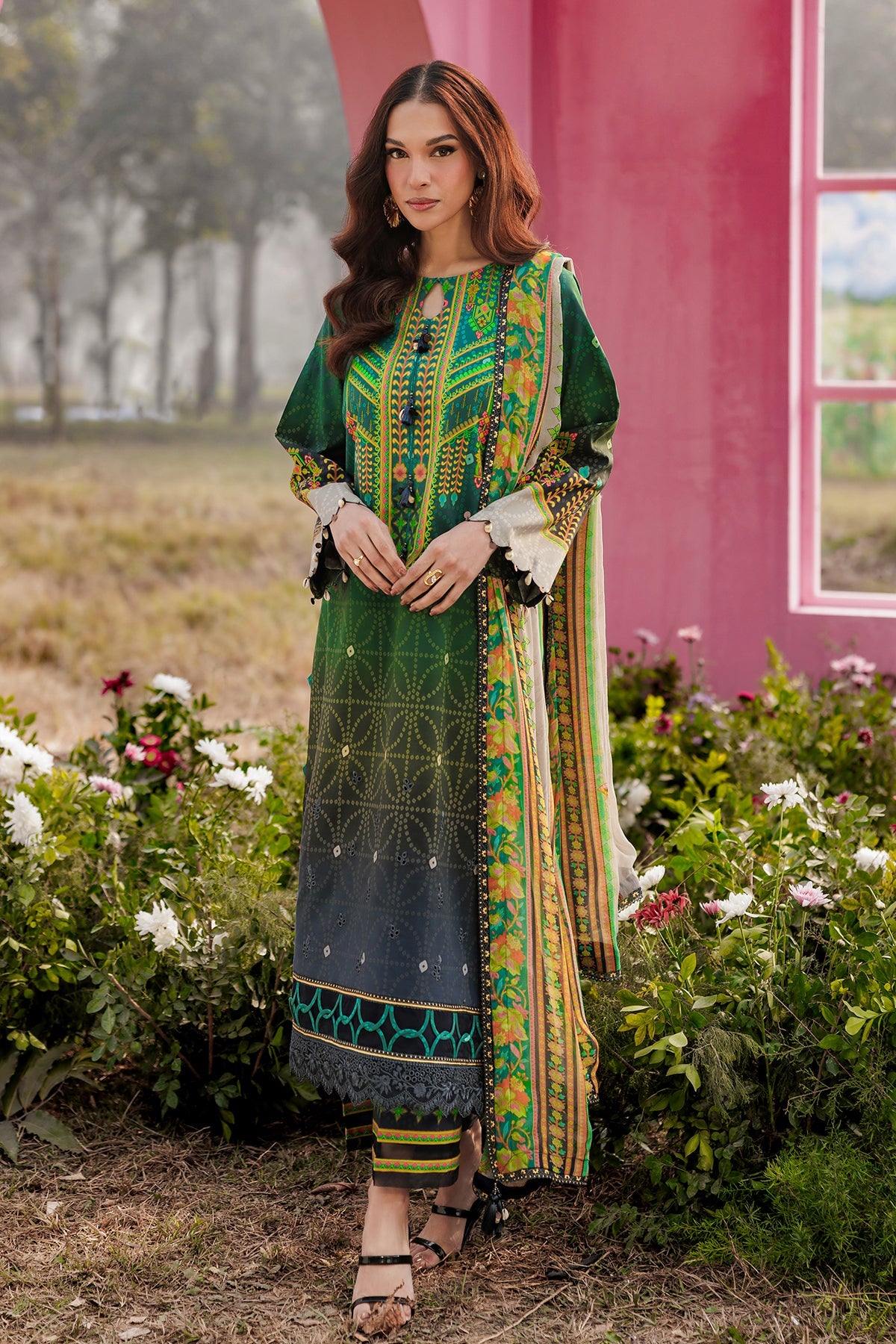 charizma green dress Charizma Green Formal Dresses With Embroidery