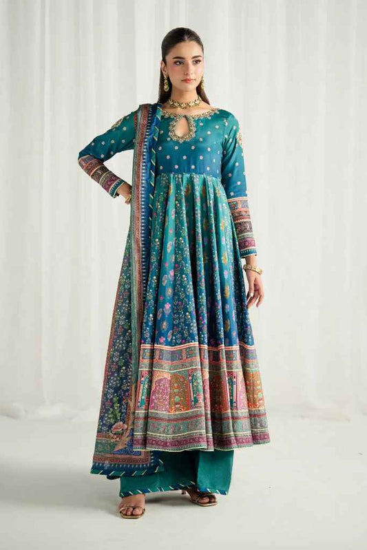 Azure | AIRA PRINTED SILK | GULAAL Free Shipping to UK/USA/UAE Kapraye