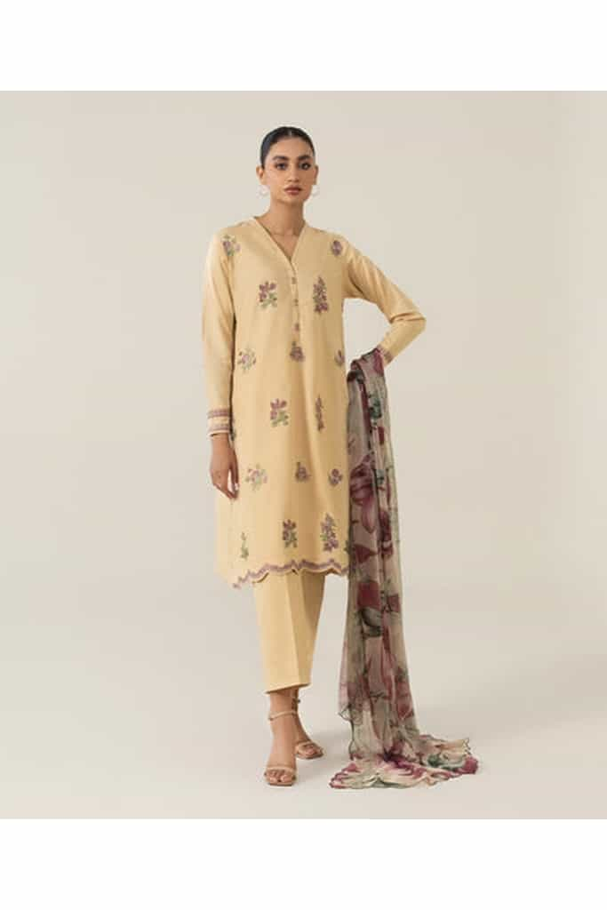 3 PIECE - DYED EMBROIDERED DOBBY SUIT | SIGNATURE LAWN VOL 4 | SAPPHIRE in UK USA UAE online kapraye.com