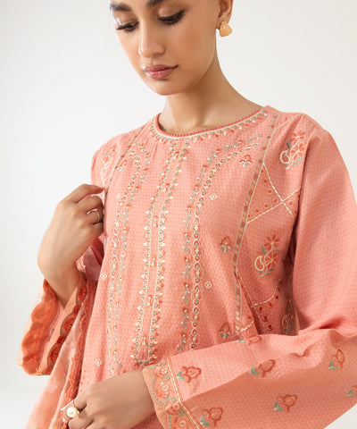 3 PIECE - DYED EMBROIDERED DOBBY SUIT | SIGNATURE LAWN VOL 4 | SAPPHIRE in UK USA UAE online kapraye.com