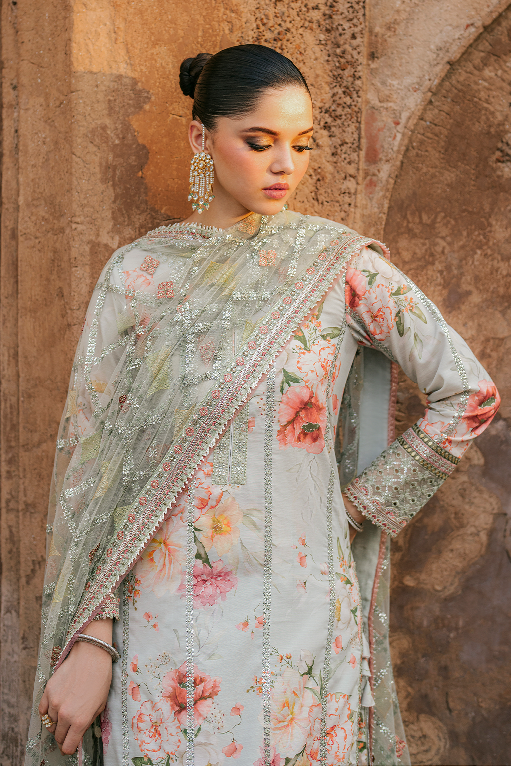 UE-311 Embroidered Raw Silk | Printed Formals | IZNIK