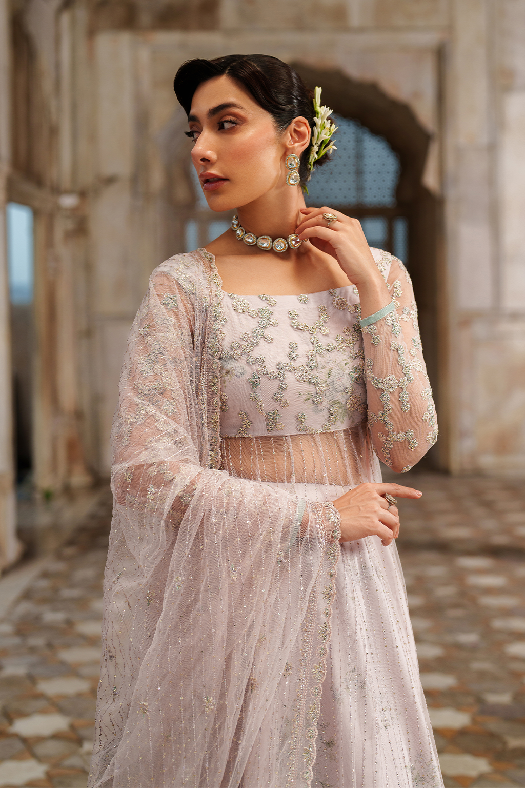 UE-552 Embroidered Net | Printed Formals | IZNIK