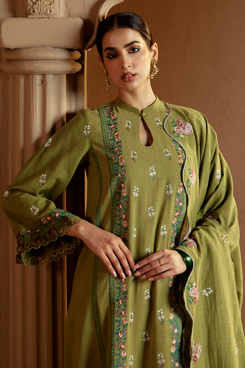 GREEN OASIS-3 PC KHADDAR EMBROIDERED SUIT | WINTER COLLECTION-24 | CROSS STITCH