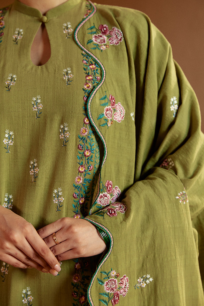 GREEN OASIS-3 PC KHADDAR EMBROIDERED SUIT | WINTER COLLECTION-24 | CROSS STITCH