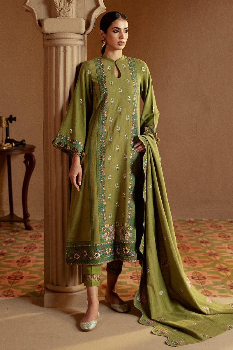 GREEN OASIS-3 PC KHADDAR EMBROIDERED SUIT | WINTER COLLECTION-24 | CROSS STITCH