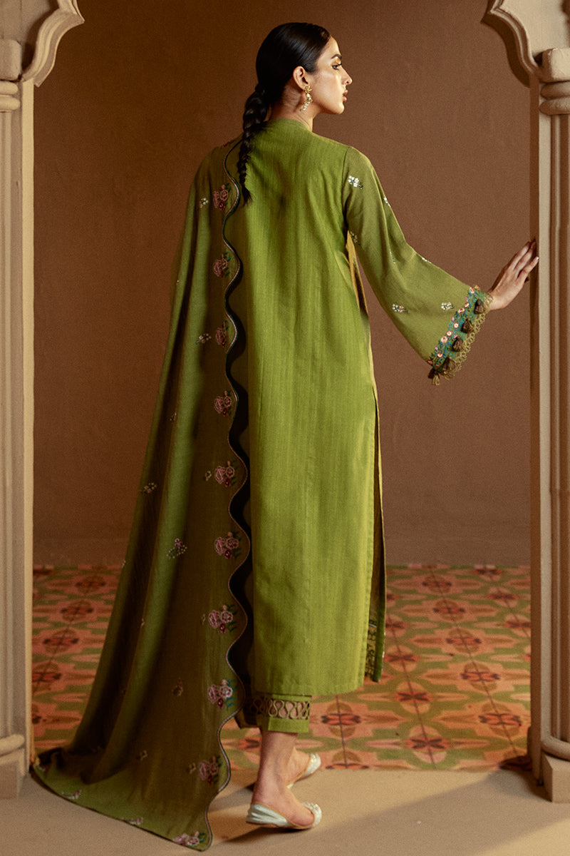 GREEN OASIS-3 PC KHADDAR EMBROIDERED SUIT | WINTER COLLECTION-24 | CROSS STITCH