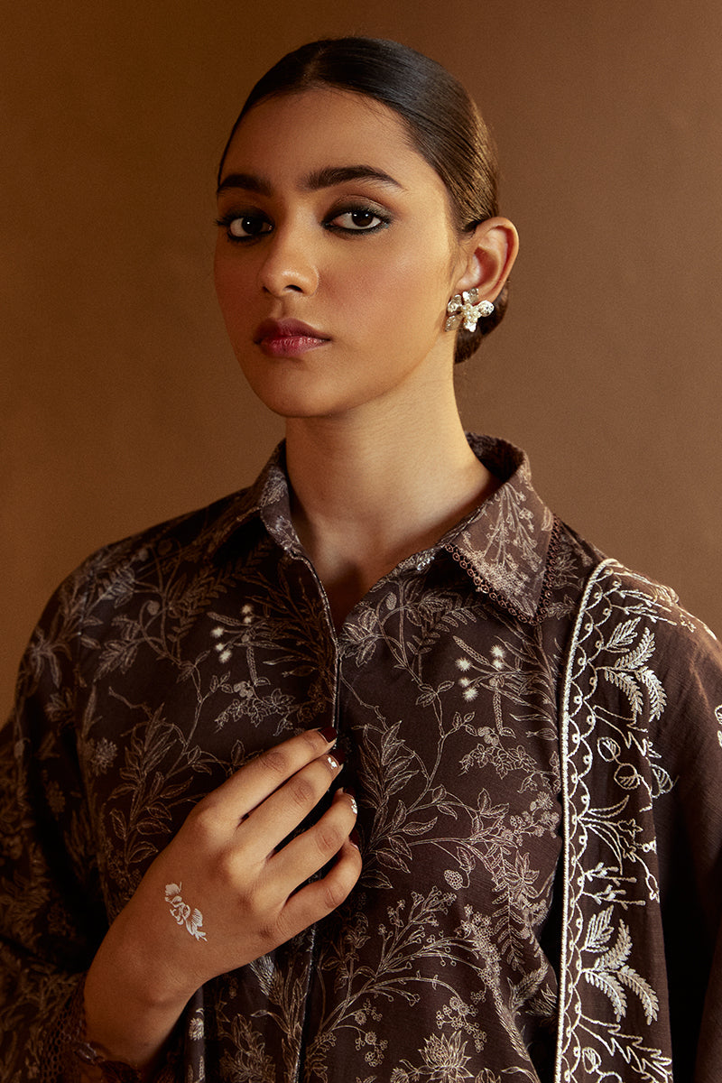 NUTMEG NOIR-3 PC KHADDAR PRINTED SUIT | WINTER COLLECTION-24 | CROSS STITCH