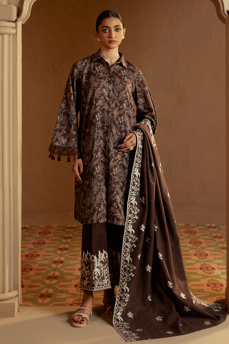 NUTMEG NOIR-3 PC KHADDAR PRINTED SUIT | WINTER COLLECTION-24 | CROSS STITCH