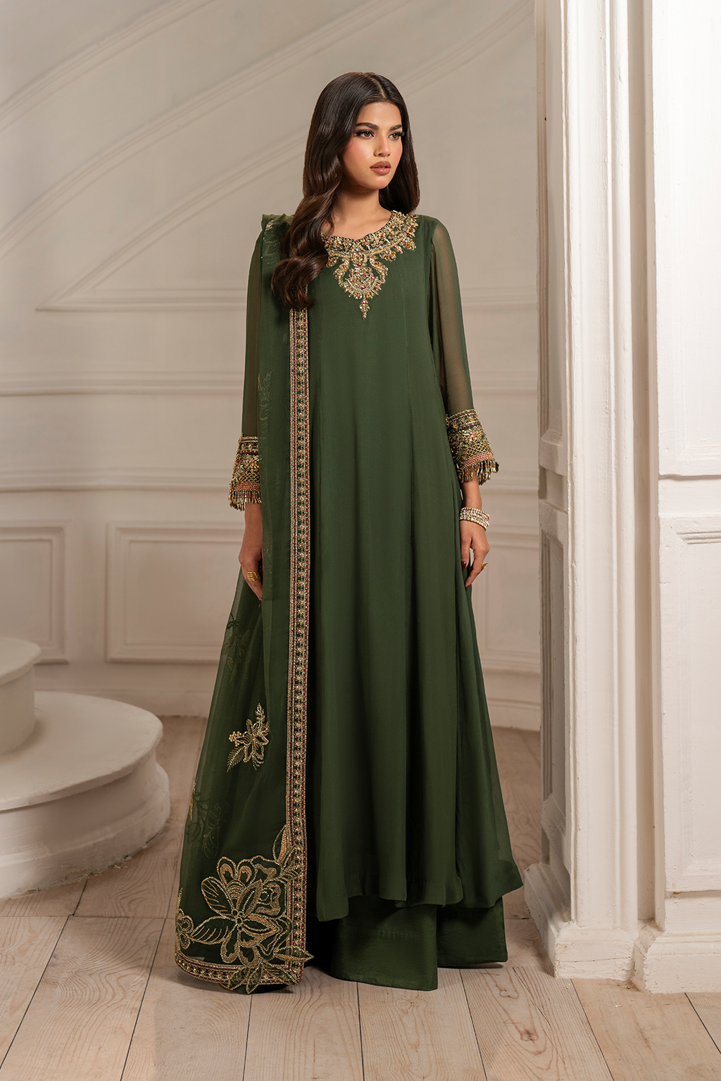 UE-416 EMBROIDED CHIFFON | NOOR ANGAN SEMI FORMALS | IZNIK