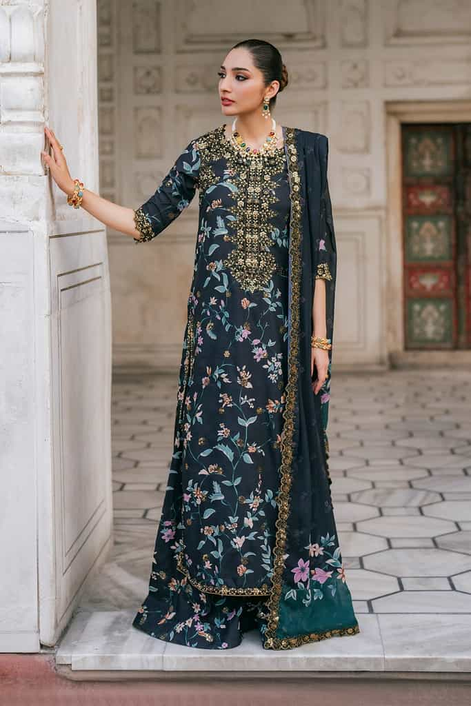 UE-317 Embroidered Raw Silk | Printed Formals | IZNIK