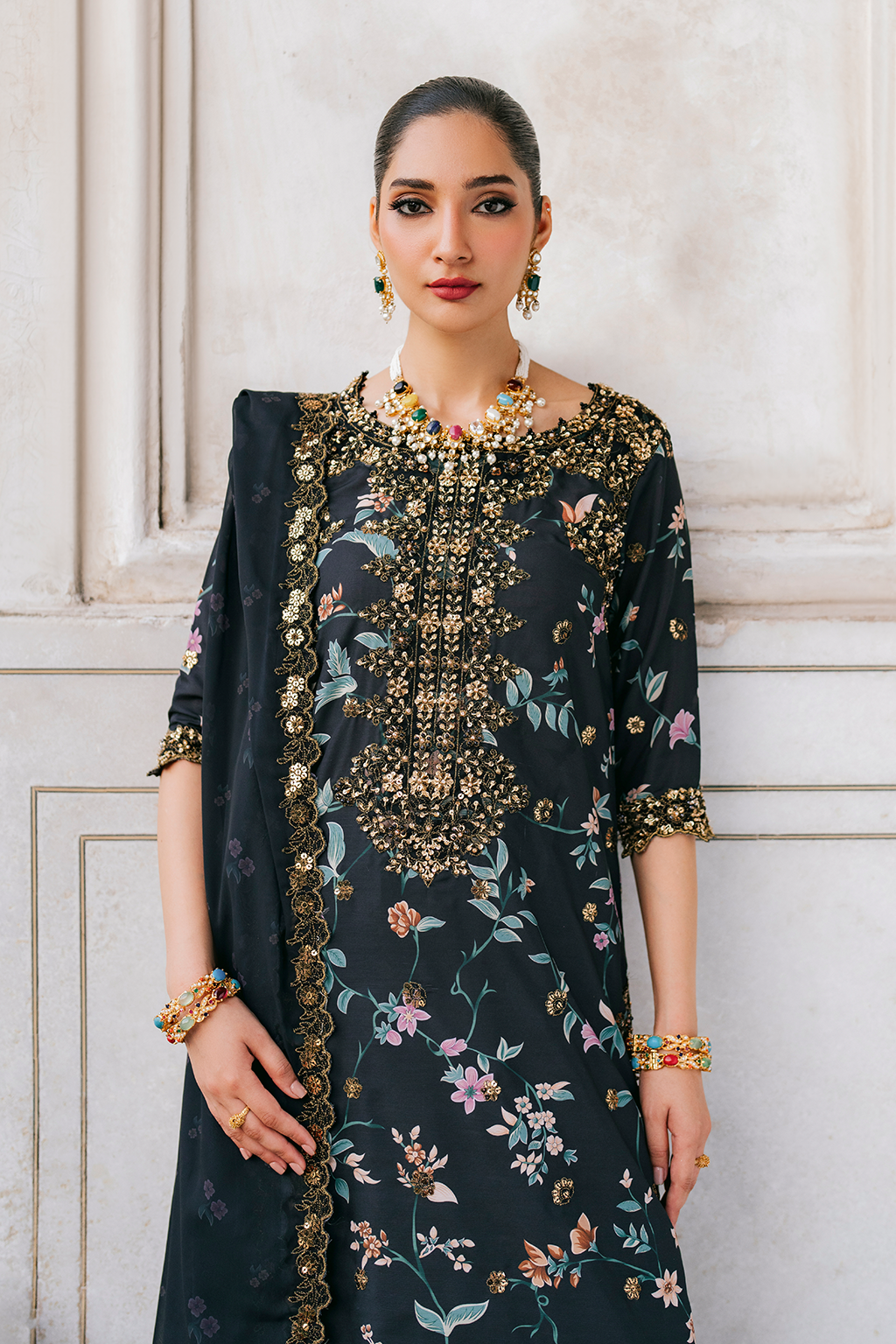 UE-317 Embroidered Raw Silk | Printed Formals | IZNIK