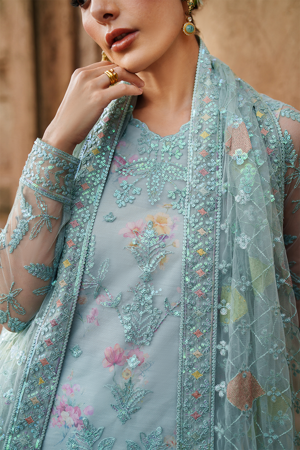 UE-535 Embroidered Net | Printed Formals | IZNIK