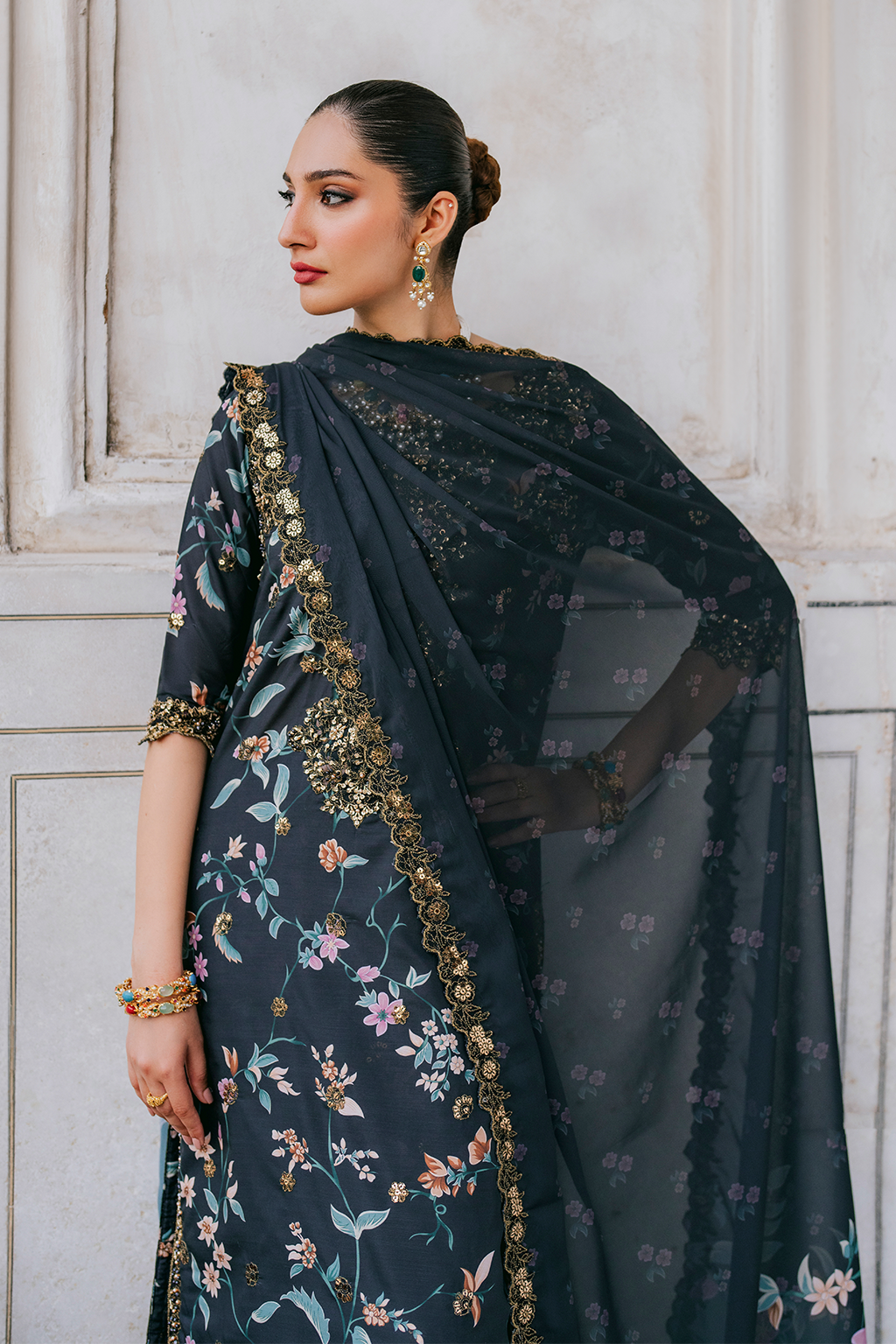 UE-317 Embroidered Raw Silk | Printed Formals | IZNIK