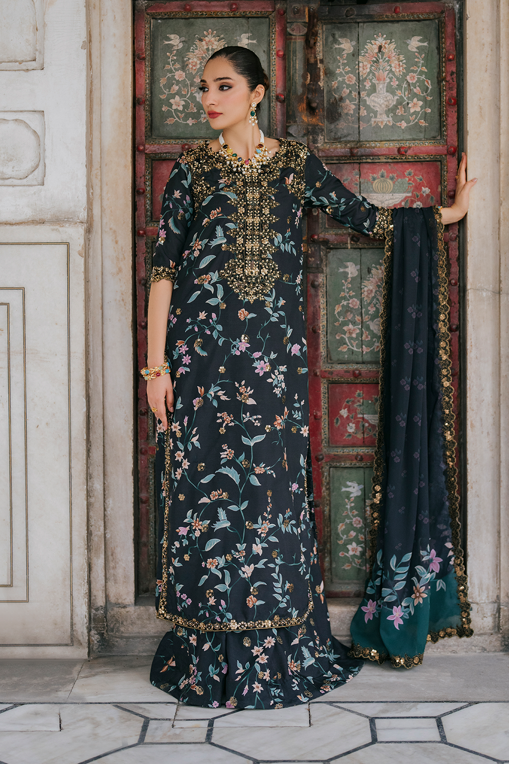 UE-317 Embroidered Raw Silk | Printed Formals | IZNIK