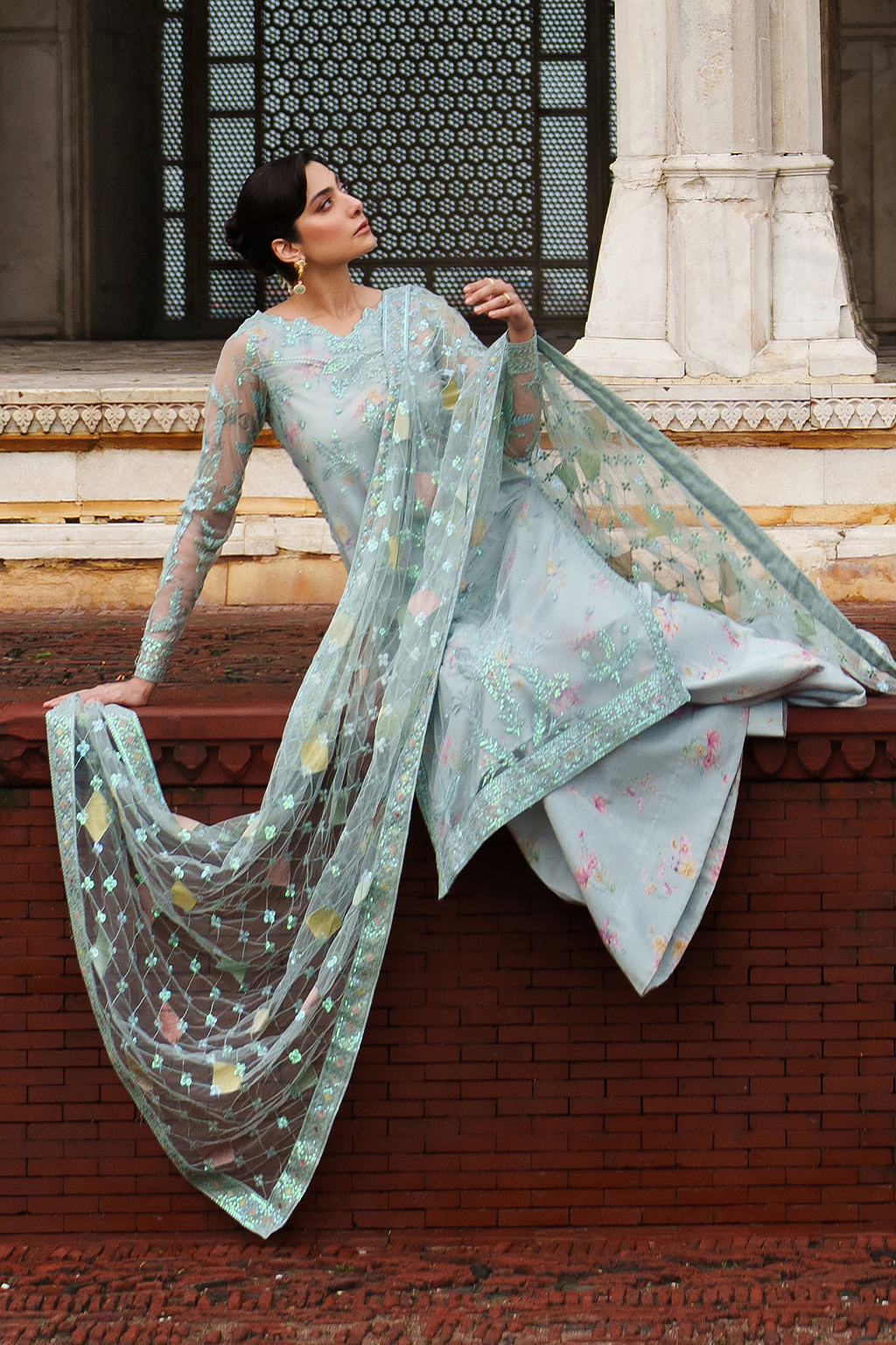 UE-535 Embroidered Net | Printed Formals | IZNIK