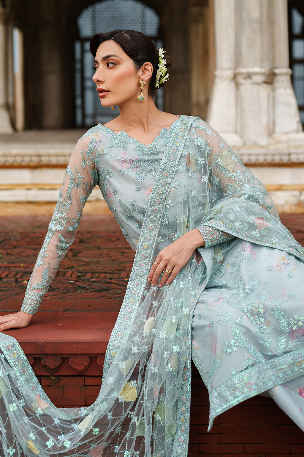 UE-535 Embroidered Net | Printed Formals | IZNIK