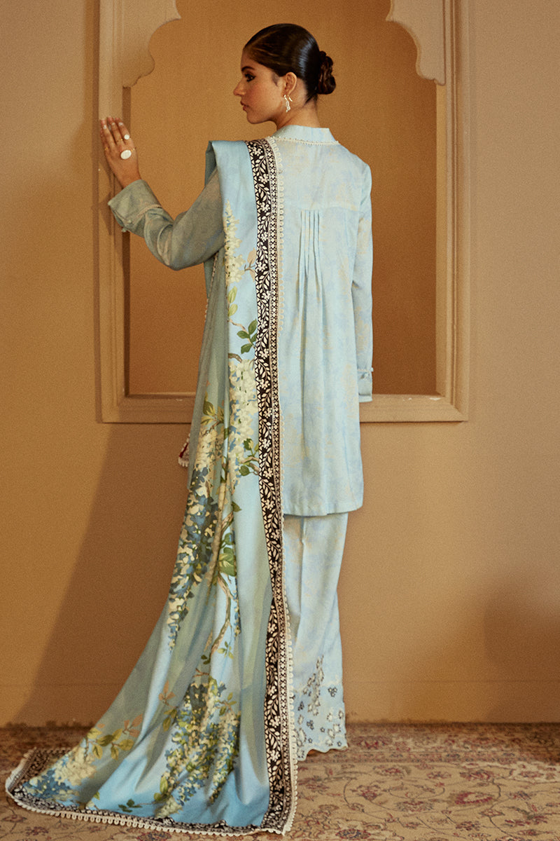 AZURE WISTERIA-3 PC LINEN EMBROIDERED SUIT | WINTER COLLECTION-24 | CROSS STITCH