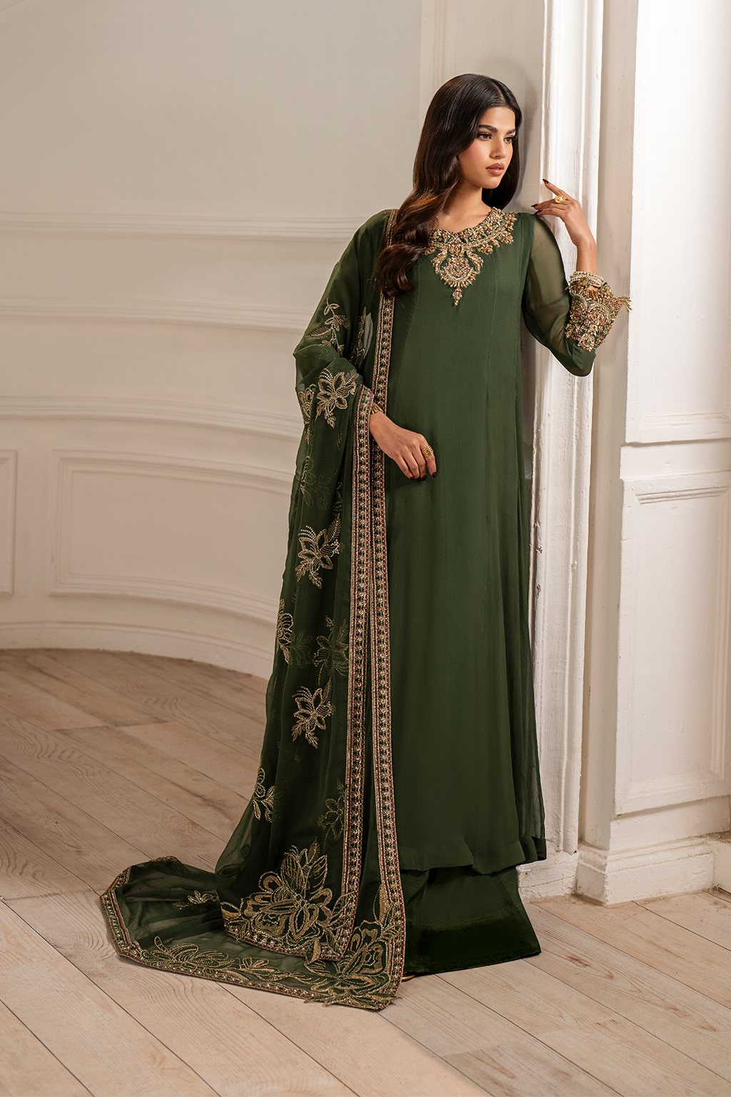 UE-416 EMBROIDED CHIFFON | NOOR ANGAN SEMI FORMALS | IZNIK