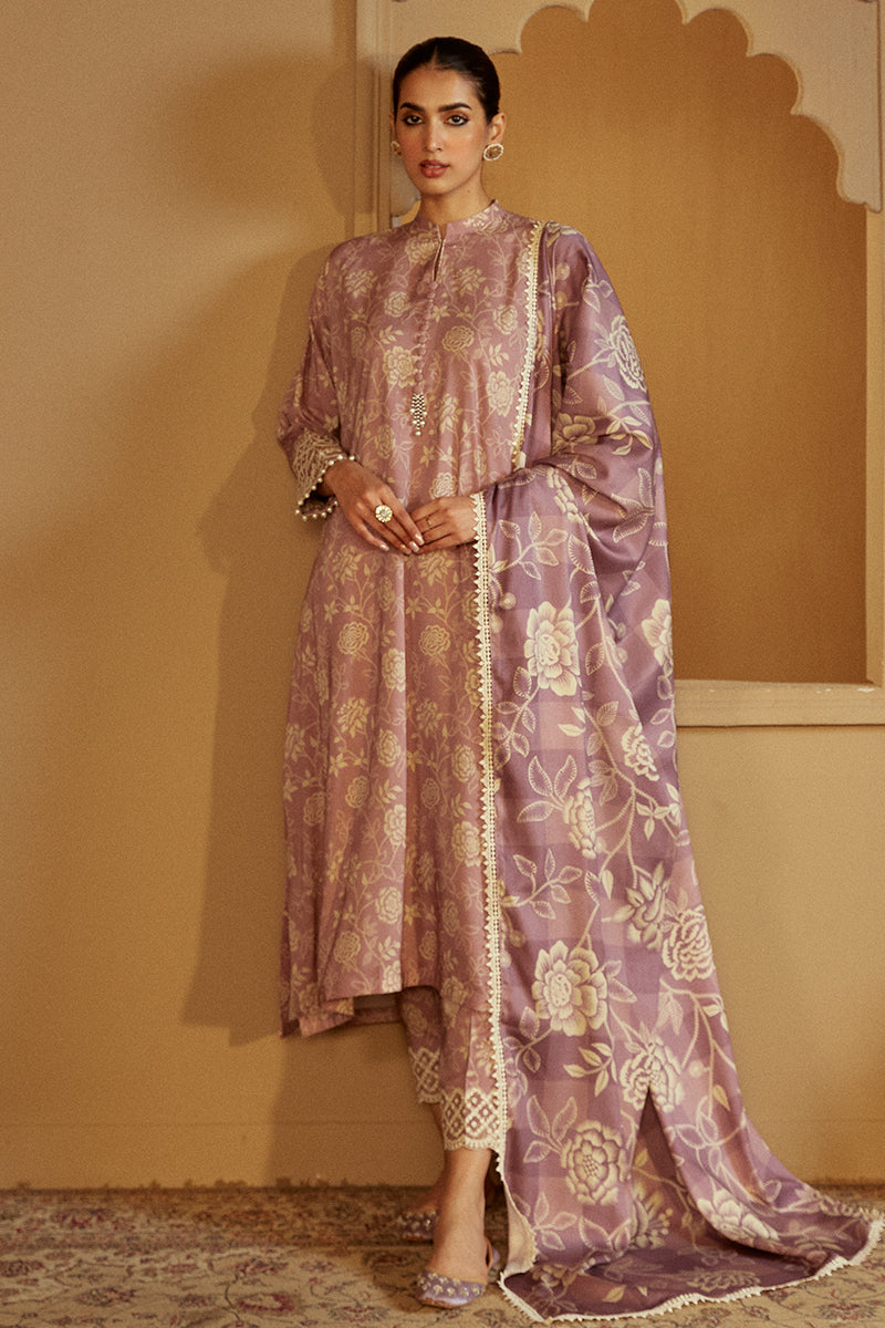 DUSKY PURPLE-3 PC LINEN EMBROIDERED SUIT | WINTER COLLECTION-24 | CROSS STITCH