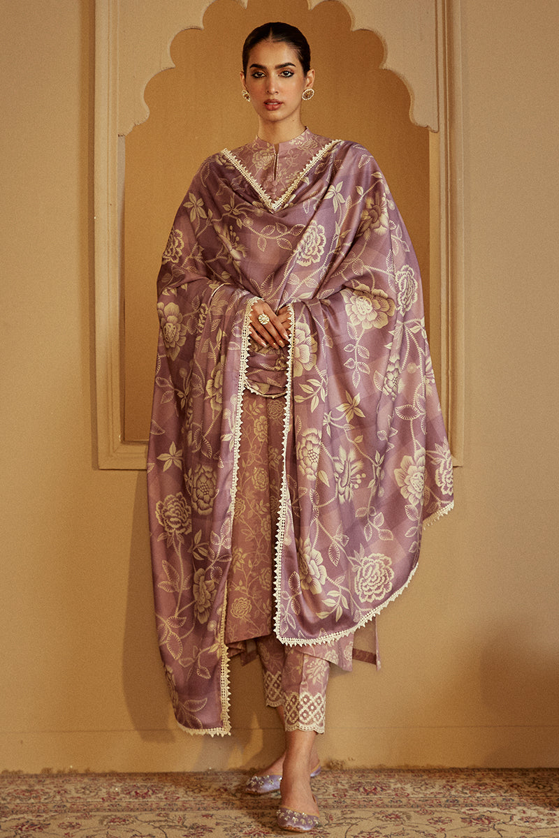 DUSKY PURPLE-3 PC LINEN EMBROIDERED SUIT | WINTER COLLECTION-24 | CROSS STITCH