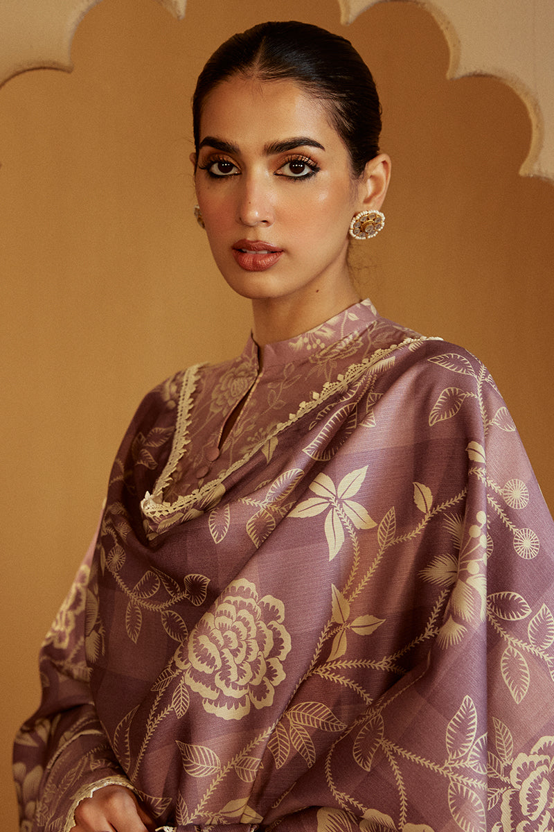 DUSKY PURPLE-3 PC LINEN EMBROIDERED SUIT | WINTER COLLECTION-24 | CROSS STITCH