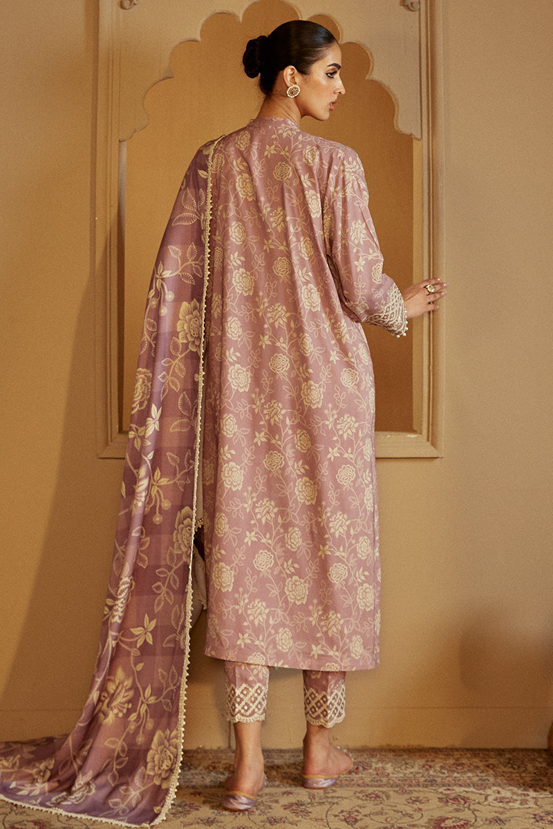 DUSKY PURPLE-3 PC LINEN EMBROIDERED SUIT | WINTER COLLECTION-24 | CROSS STITCH