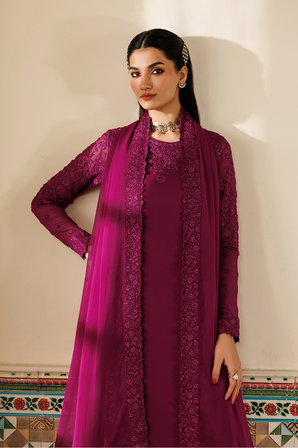 CC-93 Embroidered Chiffon | NOOR ANGAN SEMI FORMALS | IZNIK
