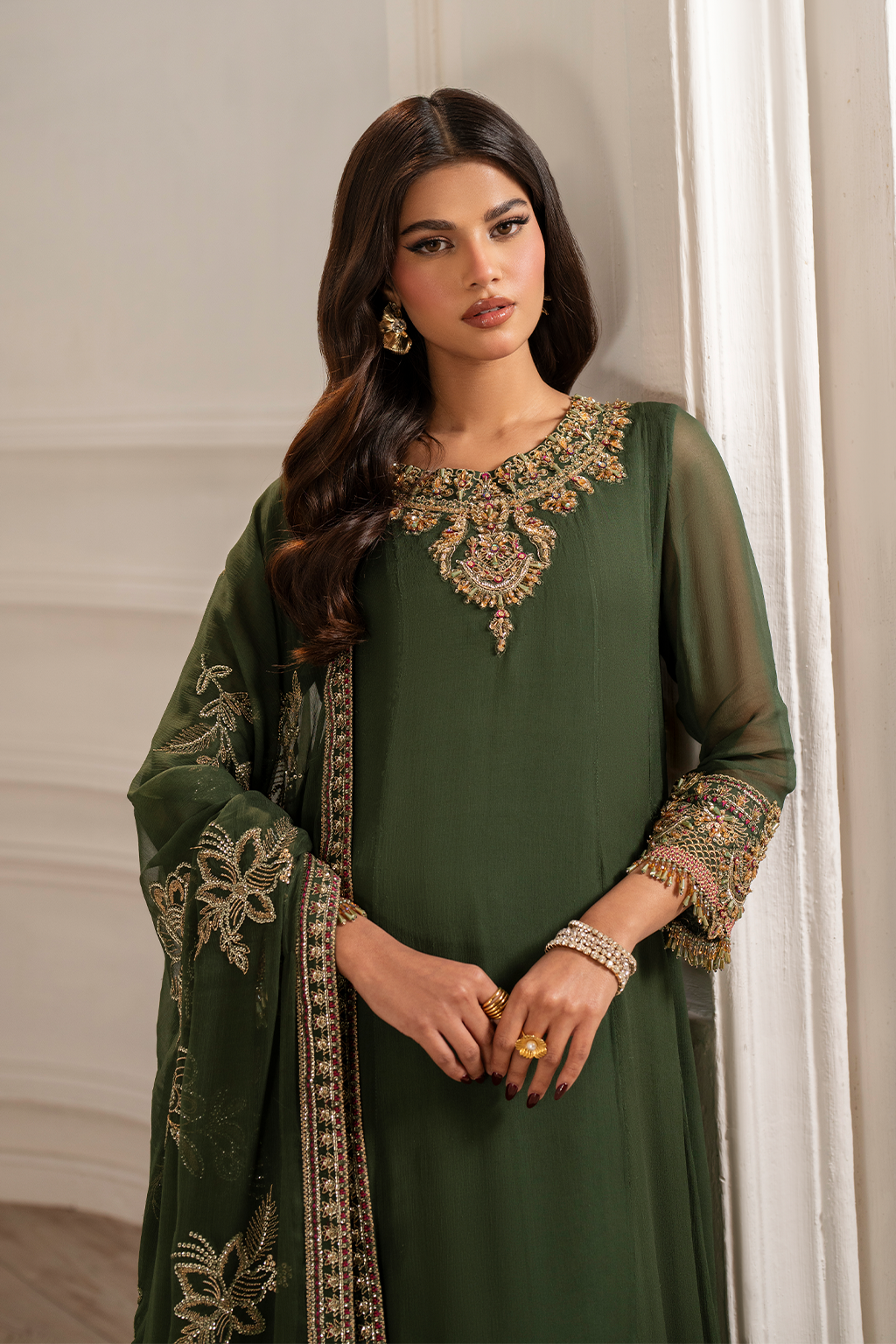 UE-416 EMBROIDED CHIFFON | NOOR ANGAN SEMI FORMALS | IZNIK