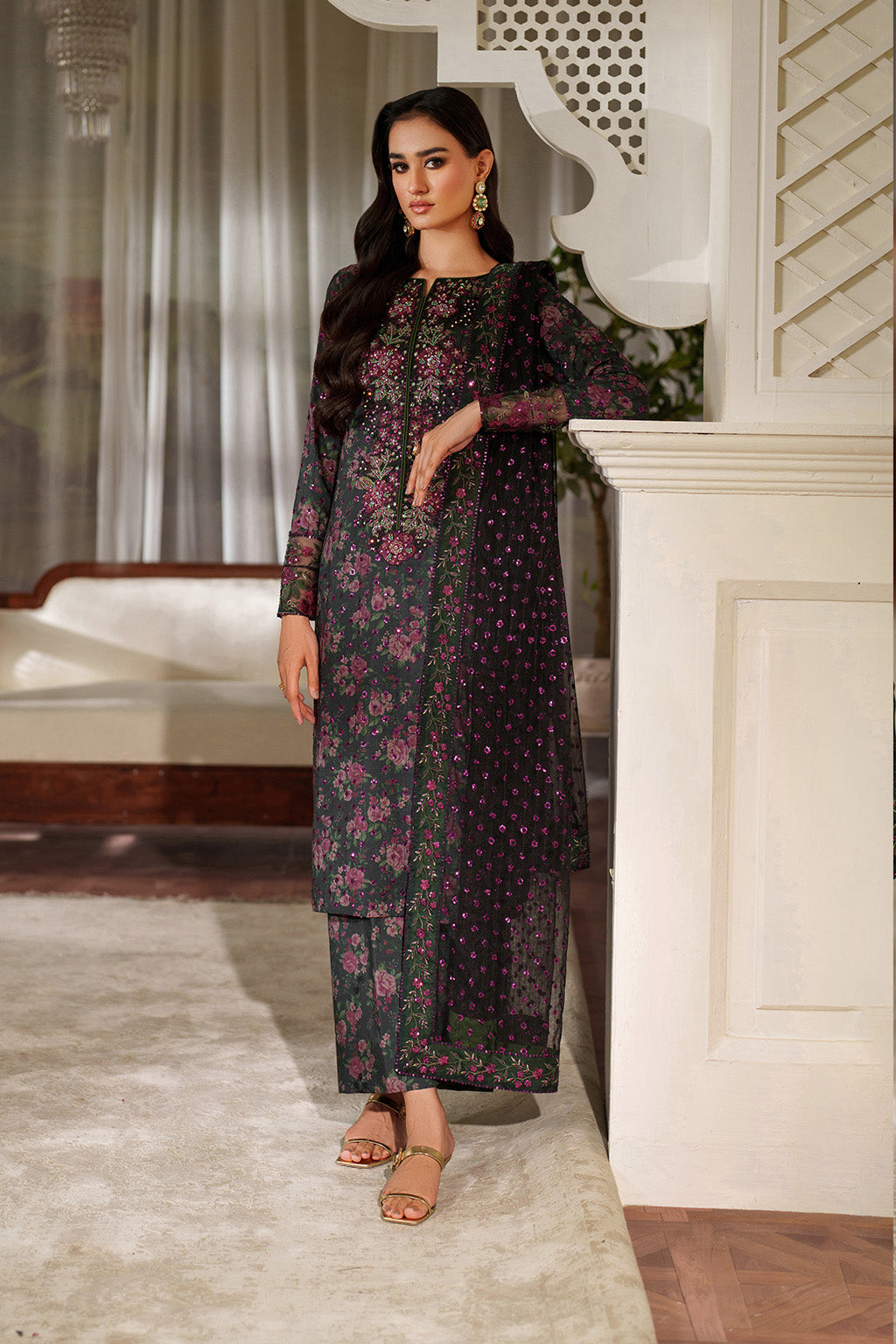 UE-537 Printed Raw Silk | Printed Formals | IZNIK