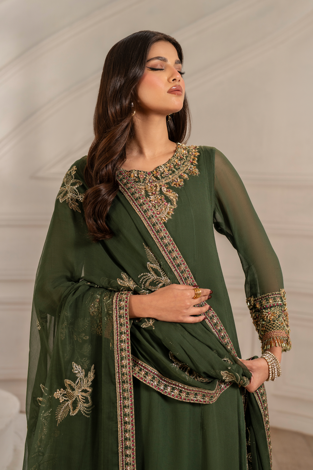 UE-416 EMBROIDED CHIFFON | NOOR ANGAN SEMI FORMALS | IZNIK