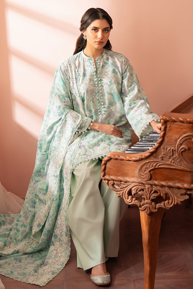 MINT HAZE | SEHER-UNSTITCHED CAMBRIC | CROSS STITCH in UK USA UAE online kapraye.com