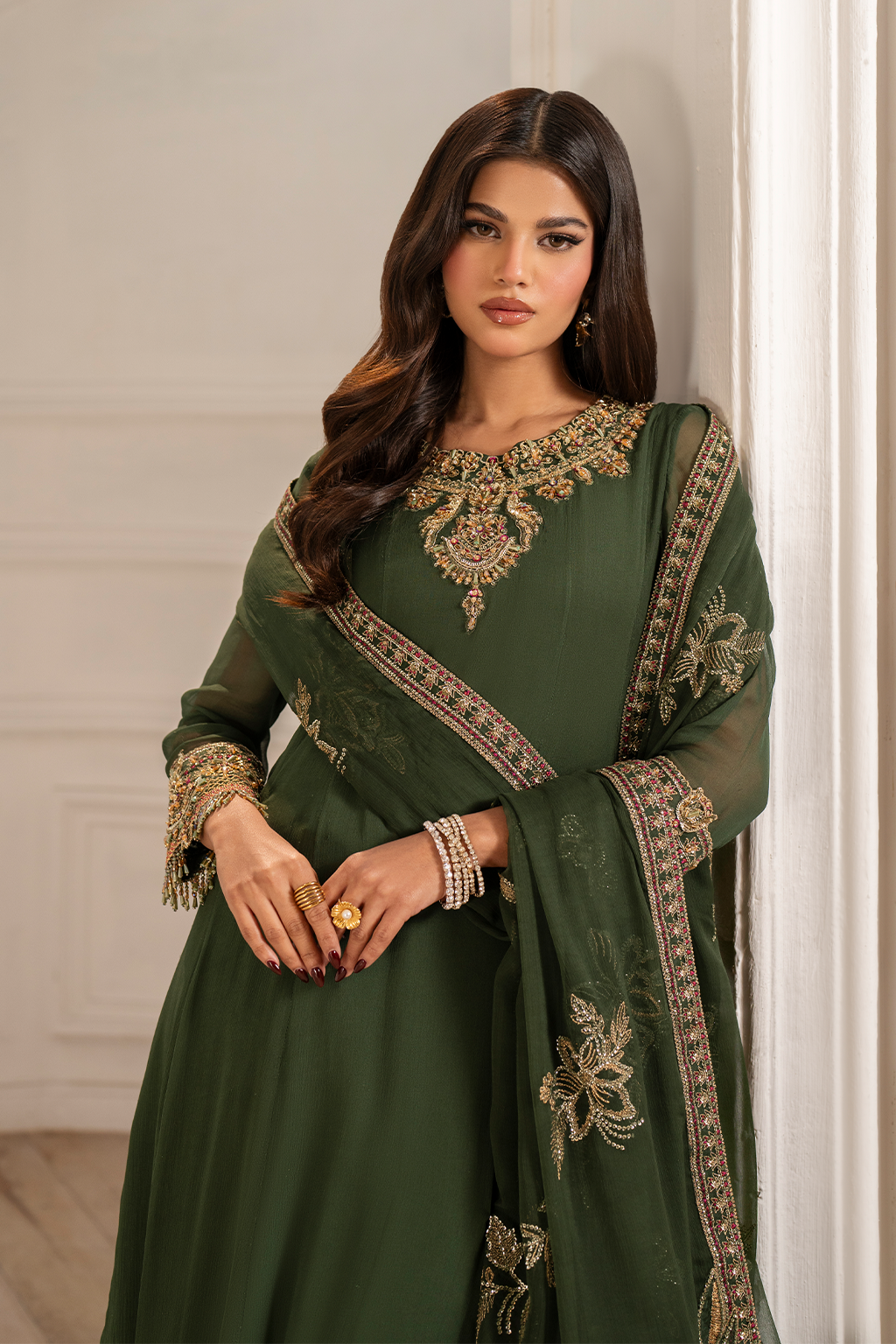 UE-416 EMBROIDED CHIFFON | NOOR ANGAN SEMI FORMALS | IZNIK
