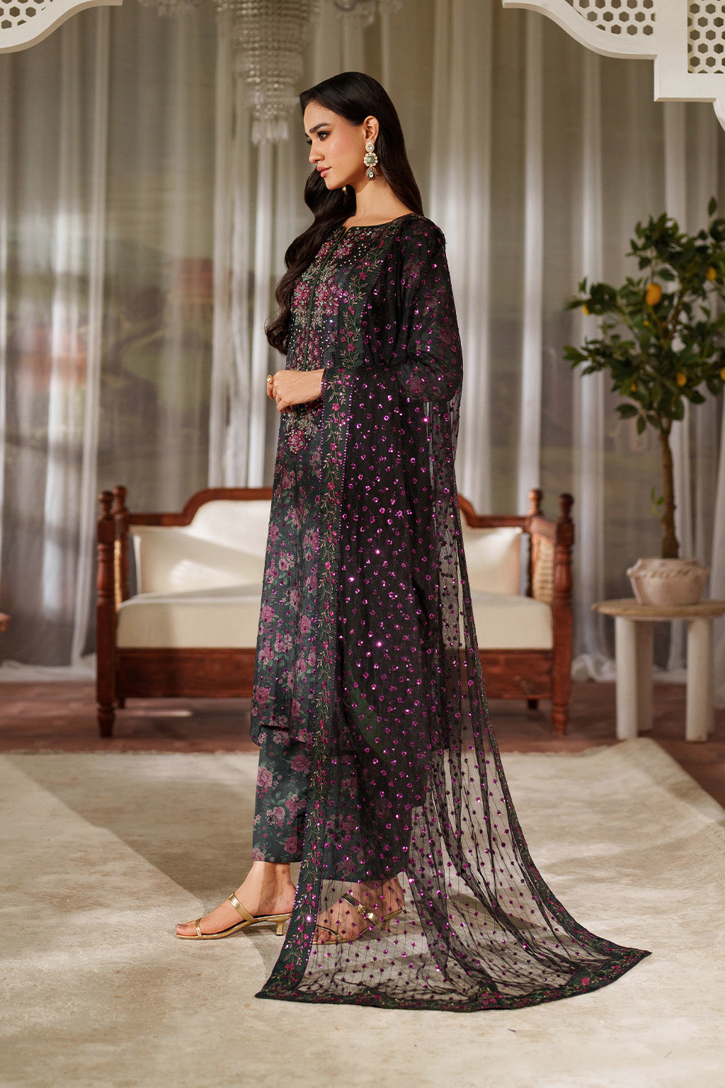 UE-537 Printed Raw Silk | Printed Formals | IZNIK