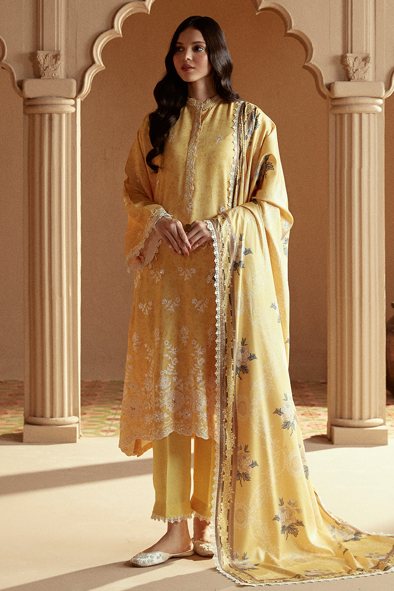 OCHRE TINT-3 PC LINEN EMBROIDERED SUIT | WINTER COLLECTION-24 | CROSS STITCH