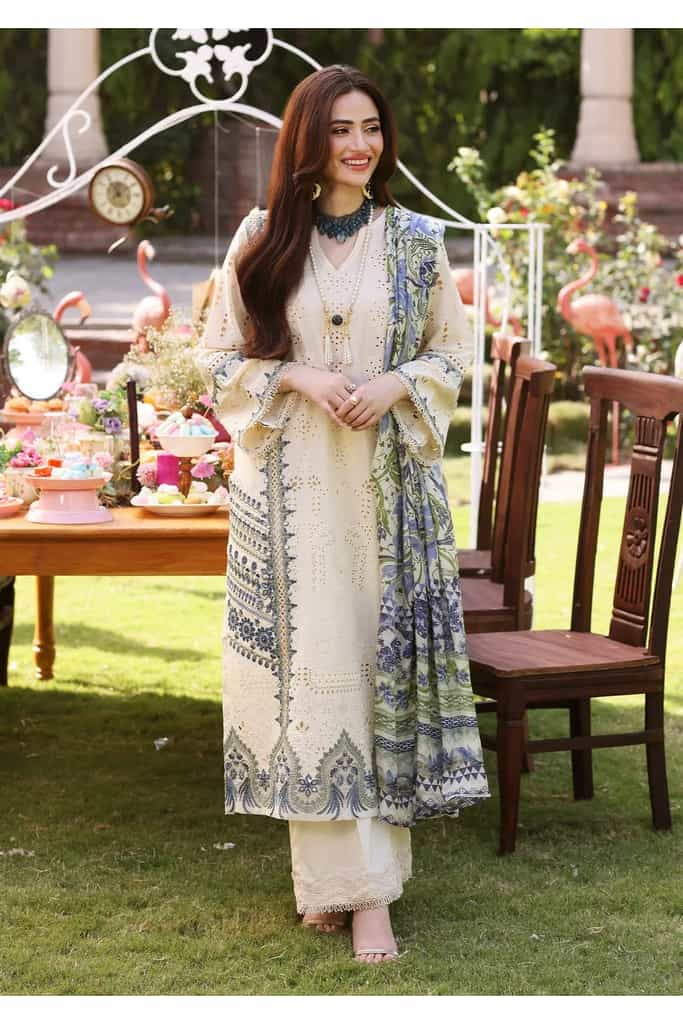 ECF-07 DAISY || ELAF Festive Chikankari 2023 Vol II || Elaf Premium in UK USA UAE online kapraye.com