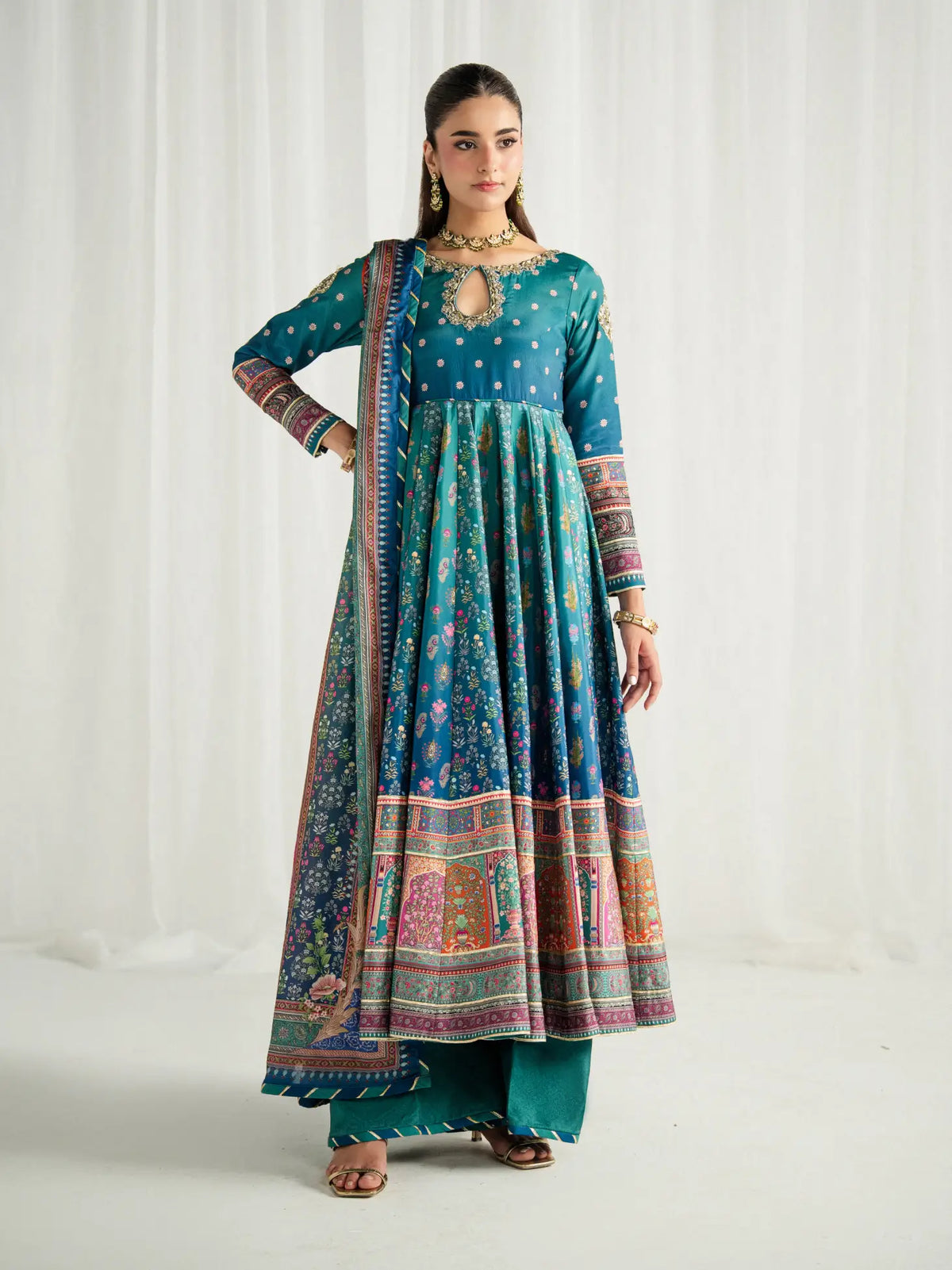 Azure | AIRA PRINTED SILK | GULAAL Free Shipping to UK/USA/UAE Kapraye