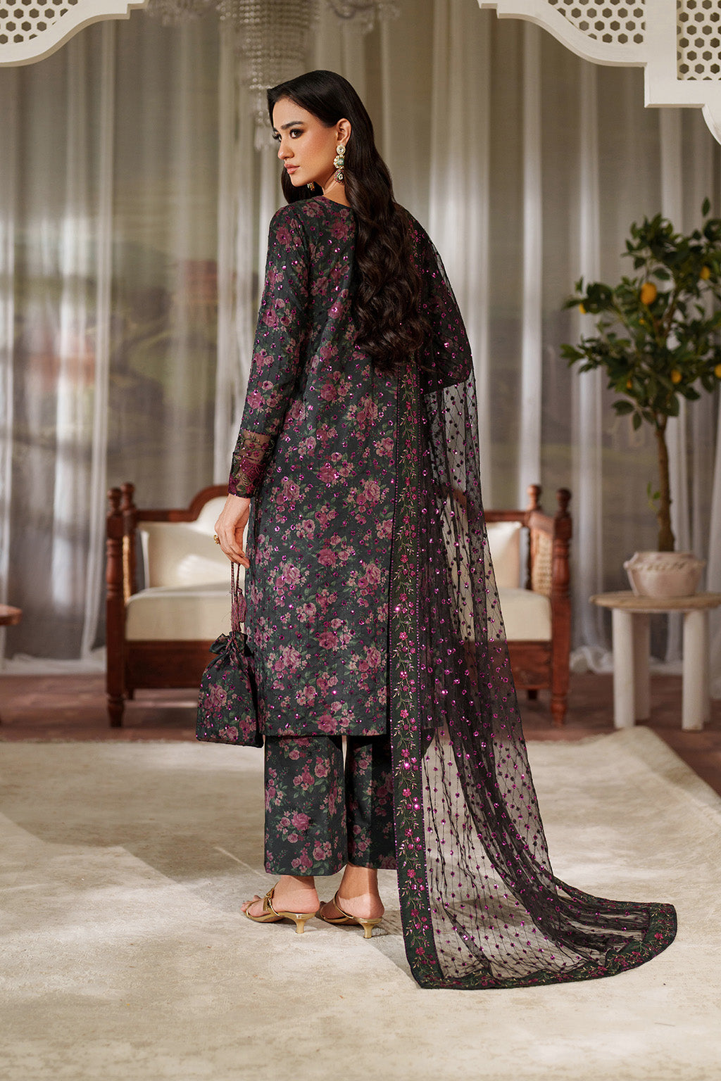 UE-537 Printed Raw Silk | Printed Formals | IZNIK