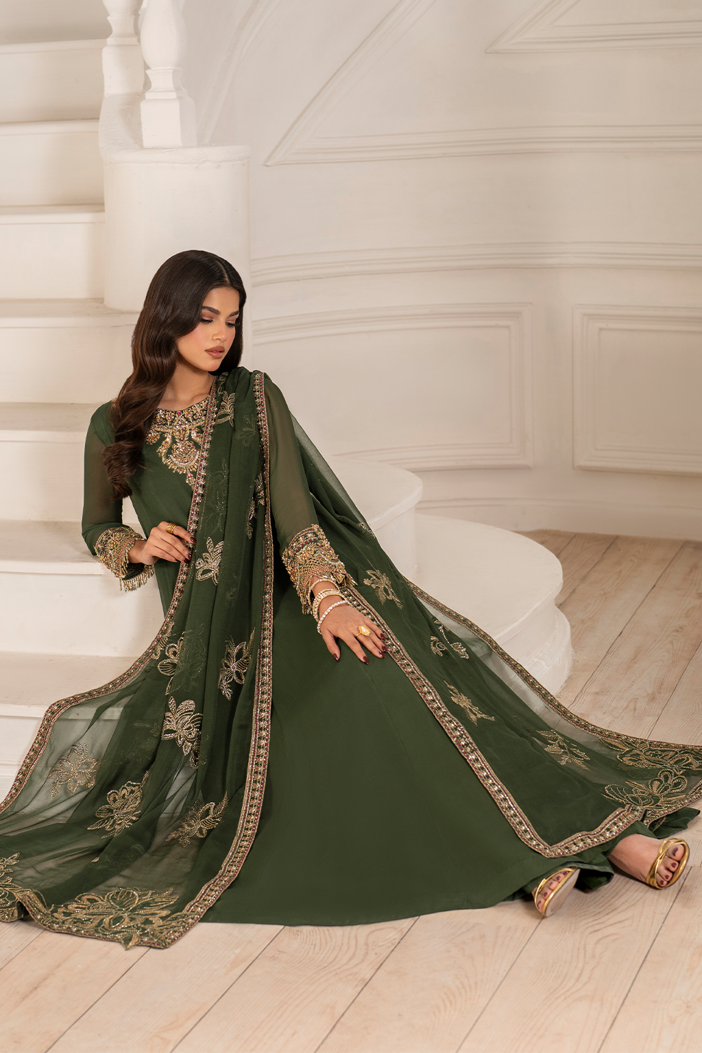 UE-416 EMBROIDED CHIFFON | NOOR ANGAN SEMI FORMALS | IZNIK