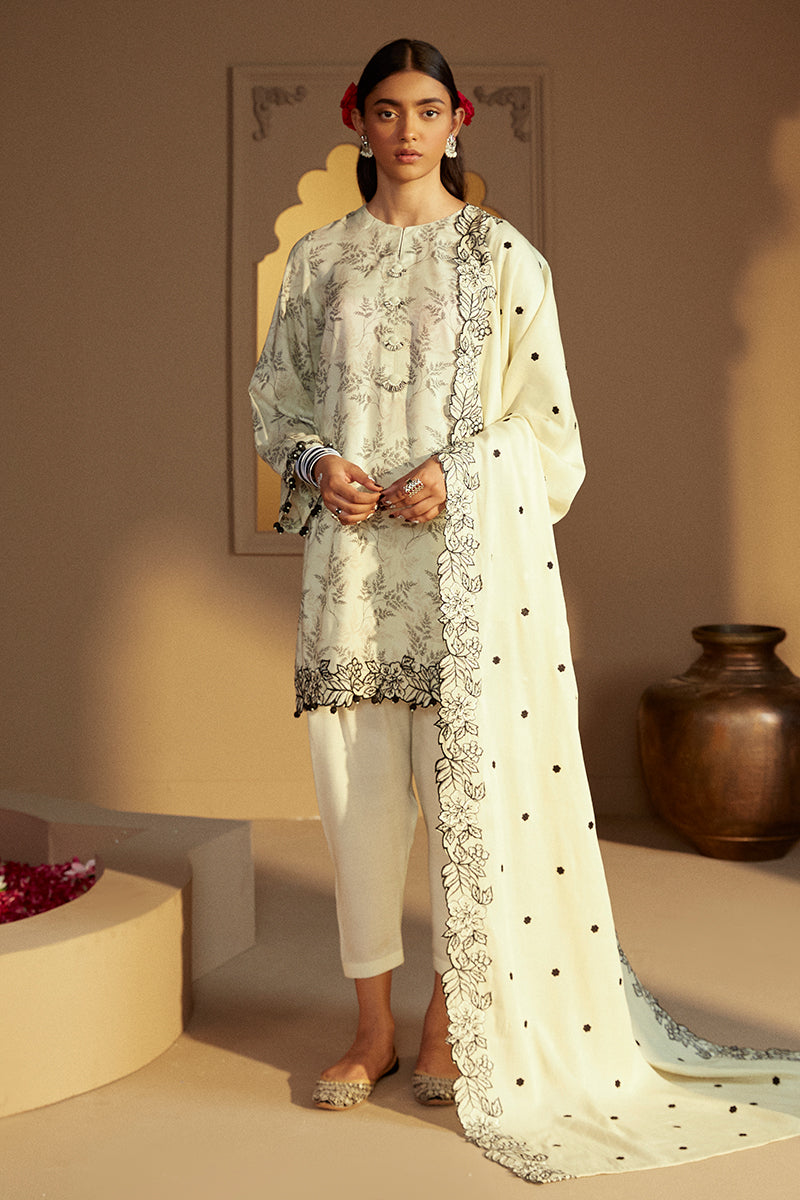 DOVE GRAY-3 PC LINEN EMBROIDERED SUIT | WINTER COLLECTION-24 | CROSS STITCH