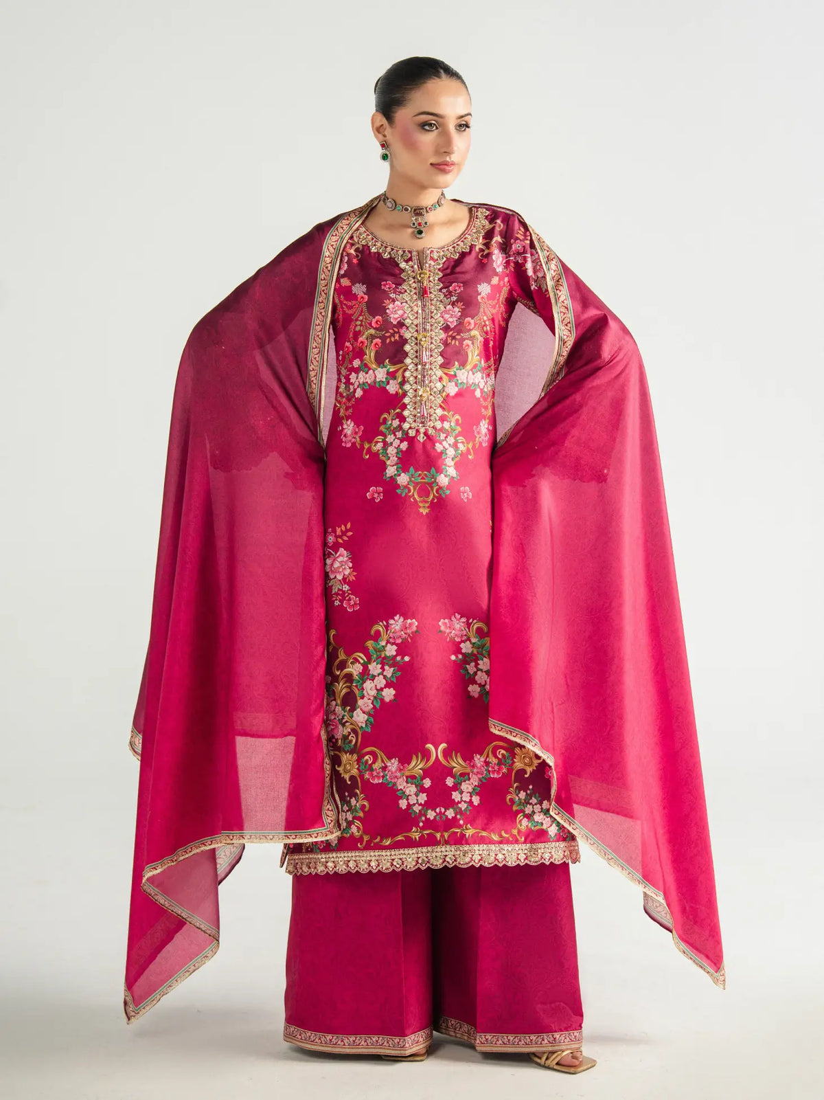 Garnet Garden | AIRA PRINTED SILK | GULAAL Free Shipping to UK/USA/UAE Kapraye