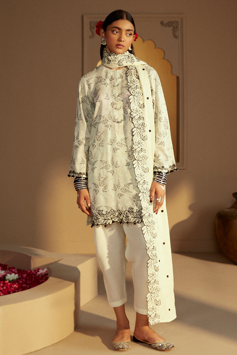 DOVE GRAY-3 PC LINEN EMBROIDERED SUIT | WINTER COLLECTION-24 | CROSS STITCH