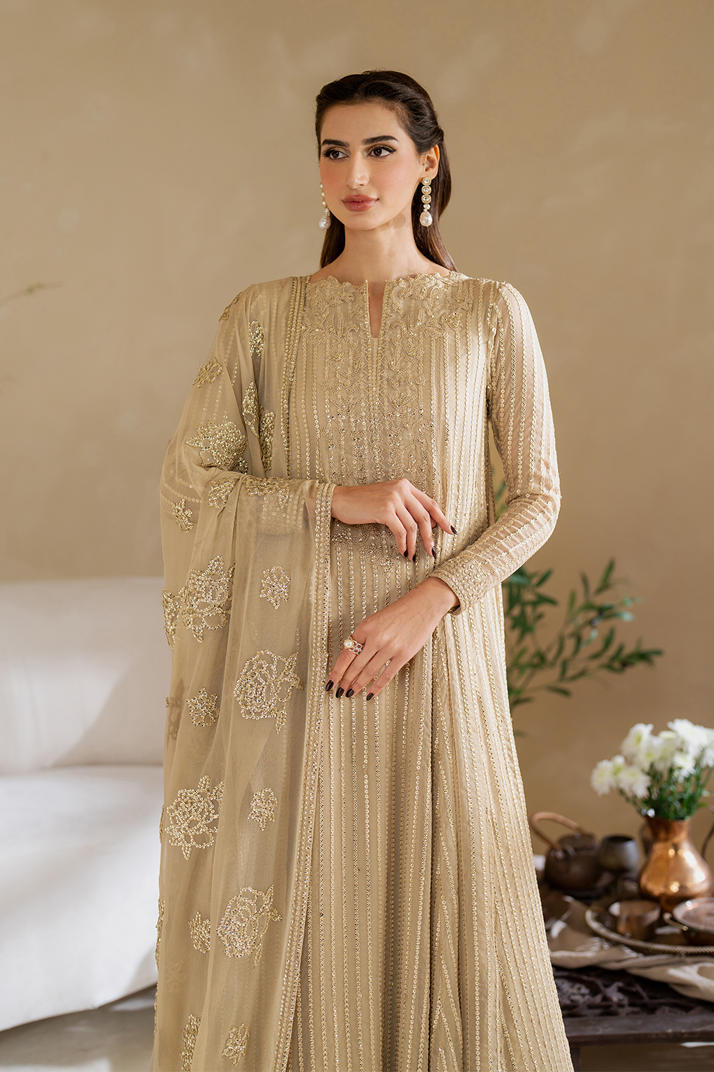 CC-58EMBROIDED CHIFFON | NOOR ANGAN SEMI FORMALS | IZNIK