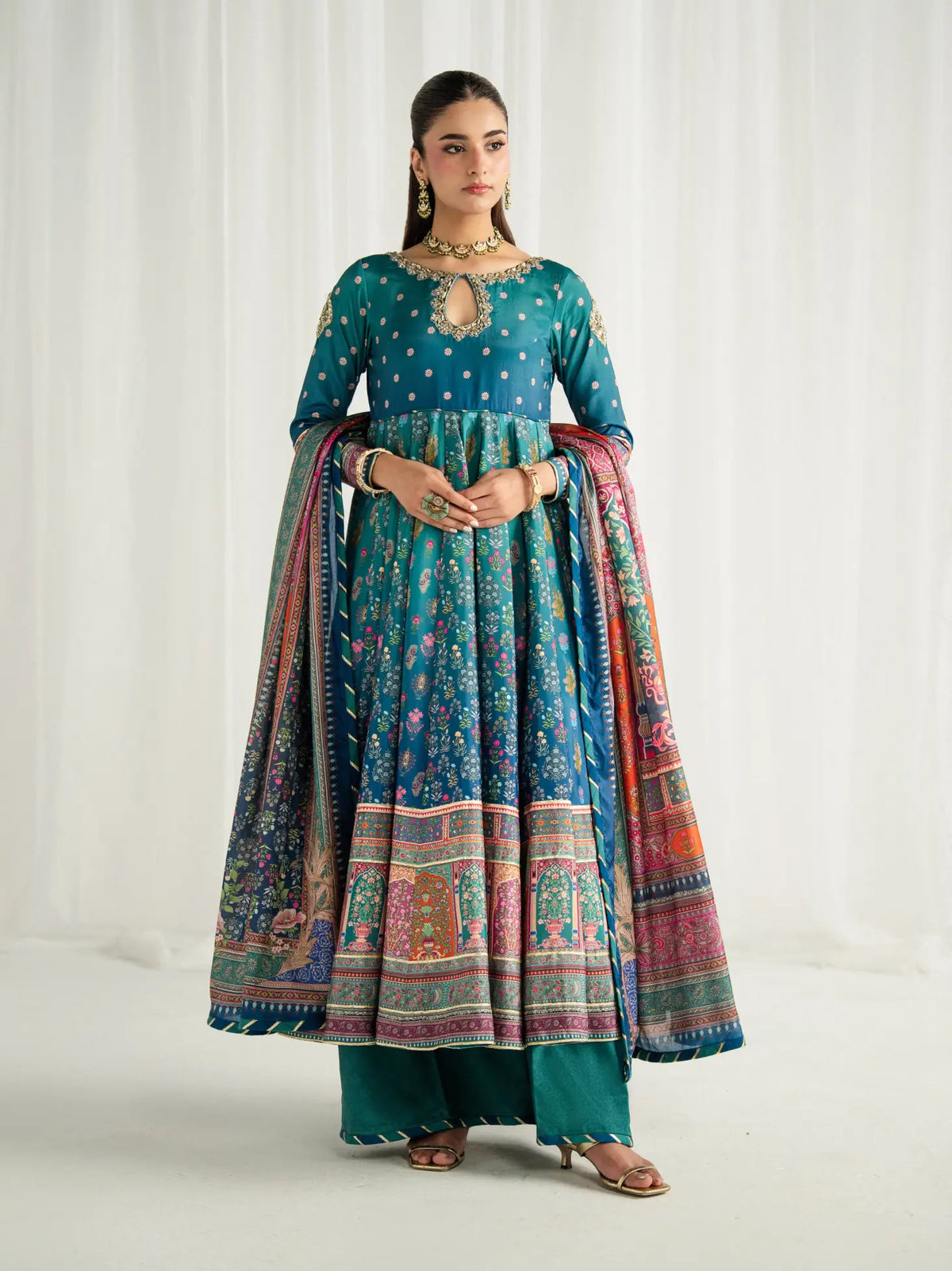 Azure | AIRA PRINTED SILK | GULAAL Free Shipping to UK/USA/UAE Kapraye