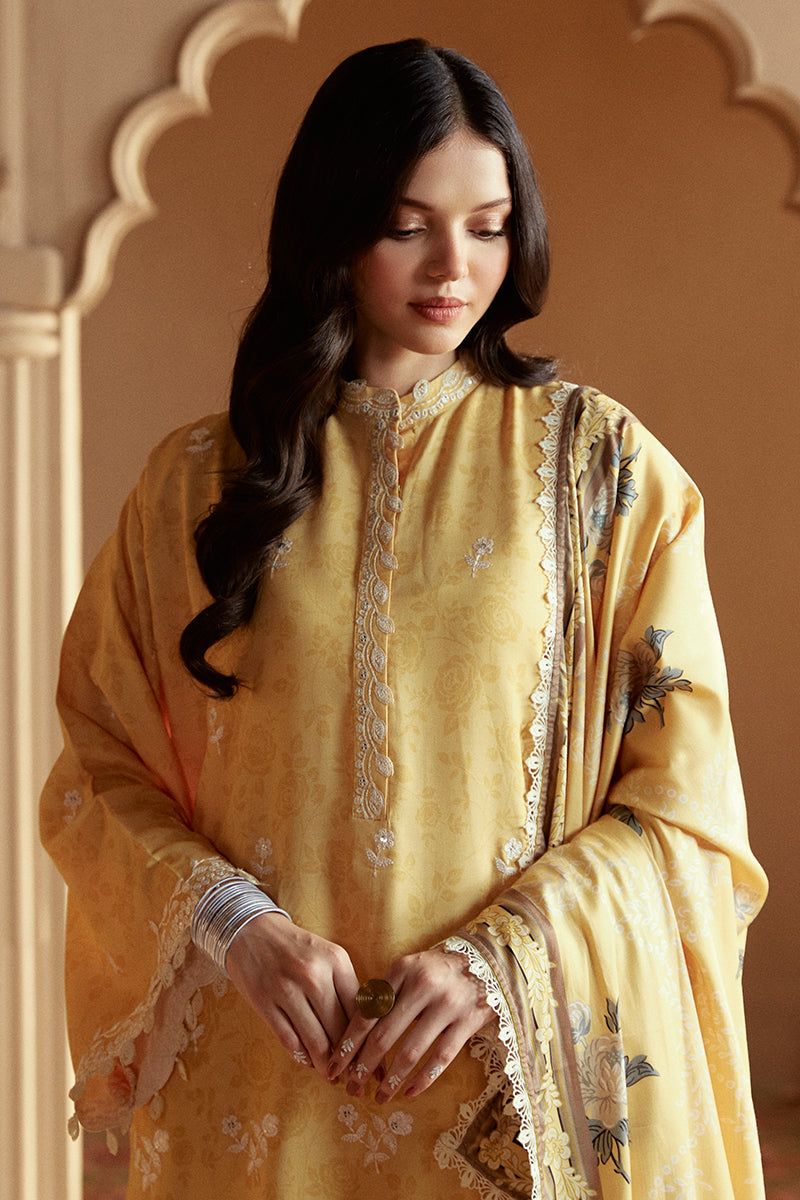 OCHRE TINT-3 PC LINEN EMBROIDERED SUIT | WINTER COLLECTION-24 | CROSS STITCH