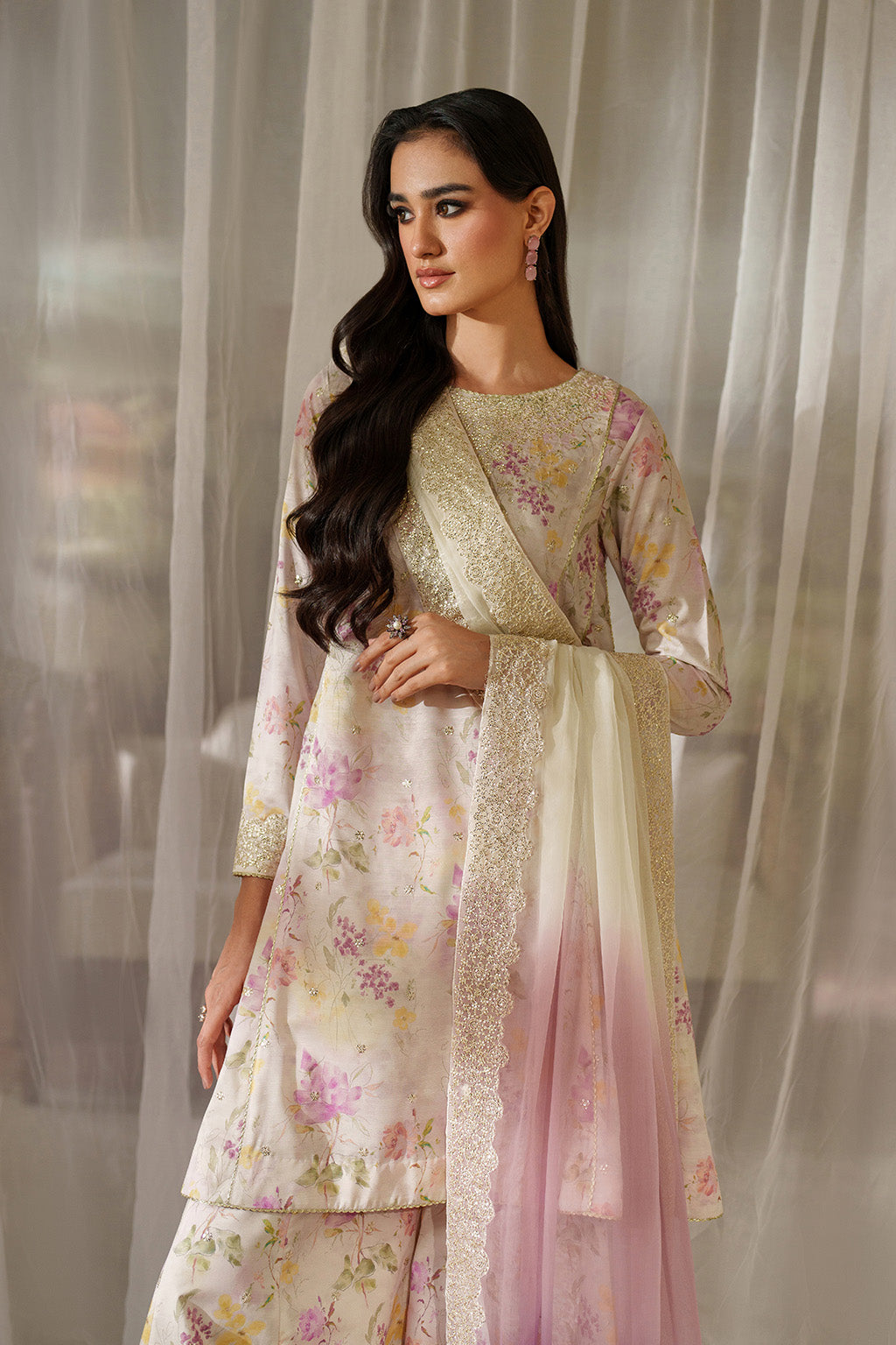 UE-544 Printed Raw Silk | Printed Formals | IZNIK